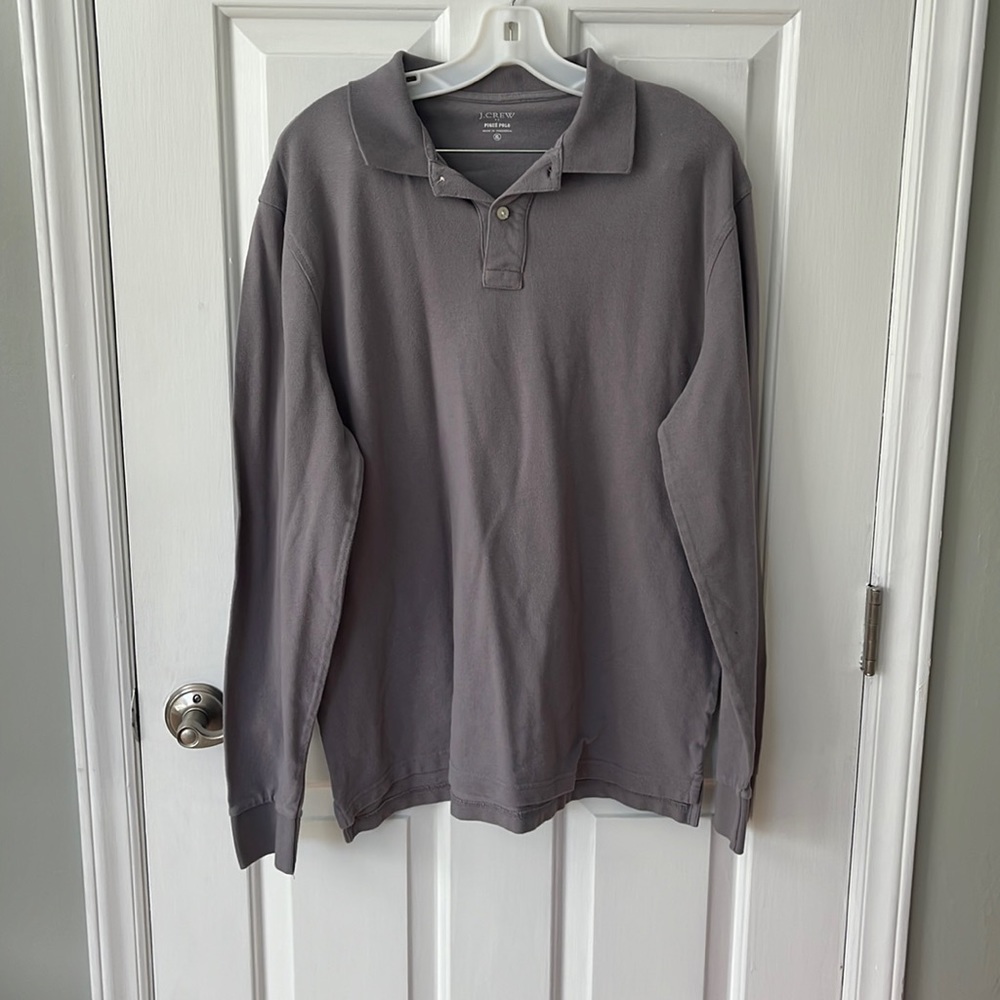 J Crew Long-sleeve classic piqué polo shirt size X- Large